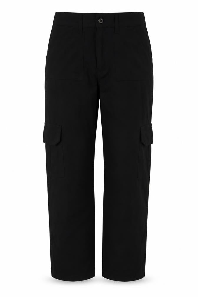 Boohoo Womens Black Cotton Cargo Trousers Size 4 L28 in Regular Button