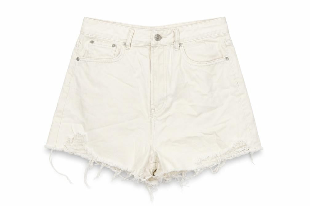Glassons Womens Beige Cotton Mom Shorts Size 10 L3 in Regular Button
