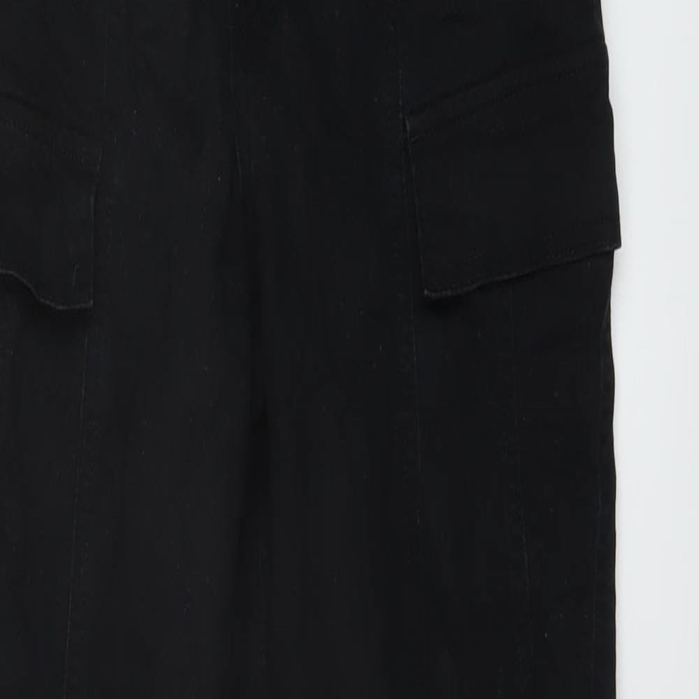 H&M Womens Black Cotton Trousers Size 8 L28 in Regular Button