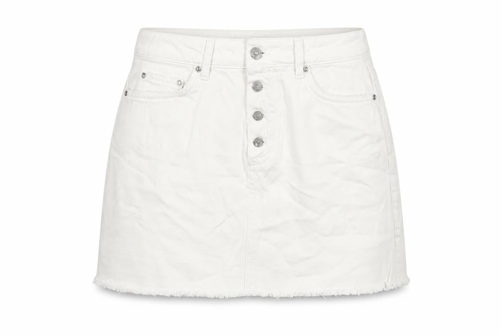 Zara Womens Ivory Cotton Mini Skirt Size S Button