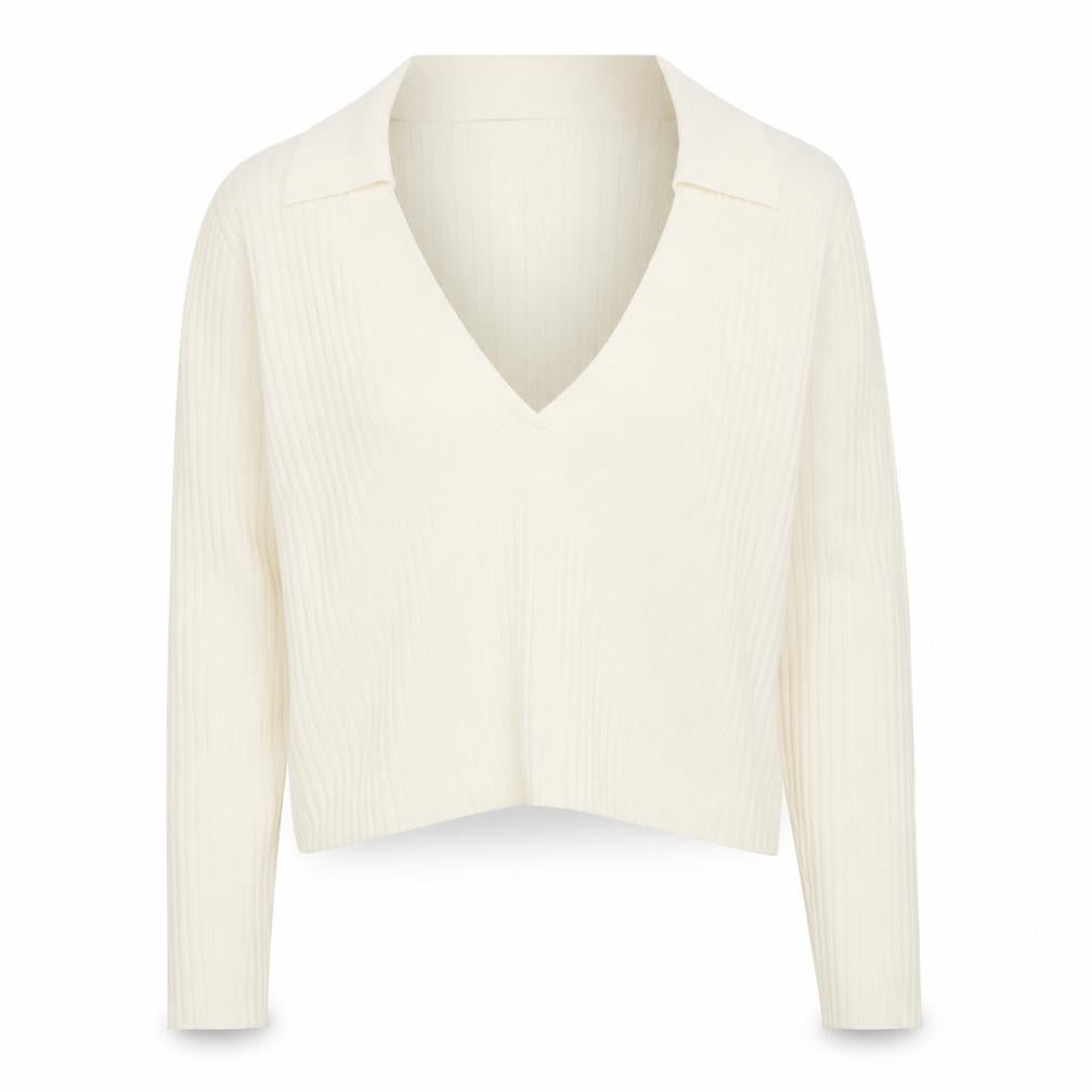 H&M Womens Ivory V-Neck Viscose Pullover Jumper Size L