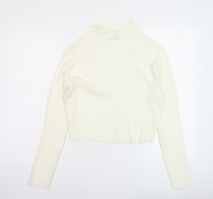 H&M Womens Ivory V-Neck Viscose Pullover Jumper Size L