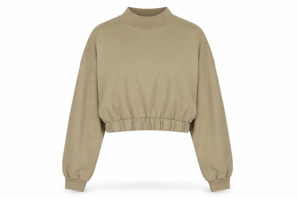 Bershka Womens Beige Cotton Pullover Sweatshirt Size M Pullover
