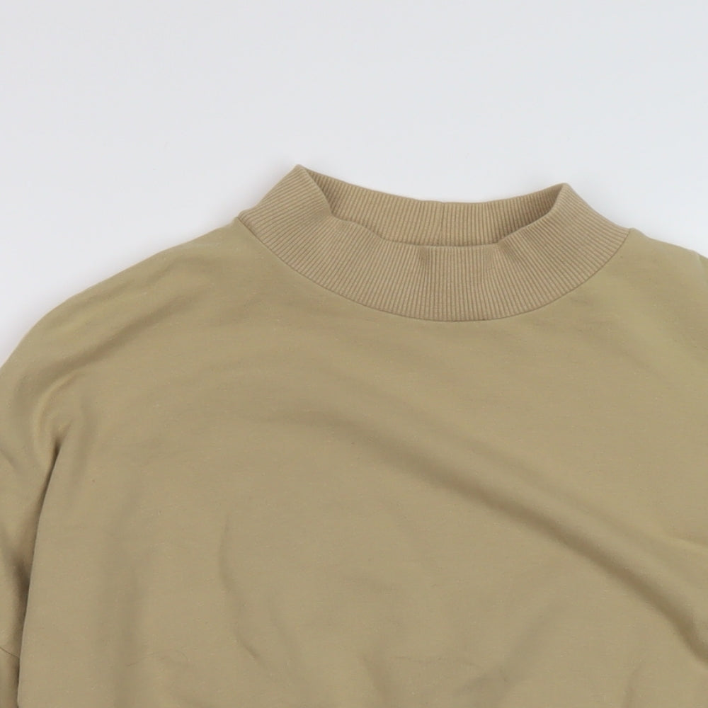 Bershka Womens Beige Cotton Pullover Sweatshirt Size M Pullover
