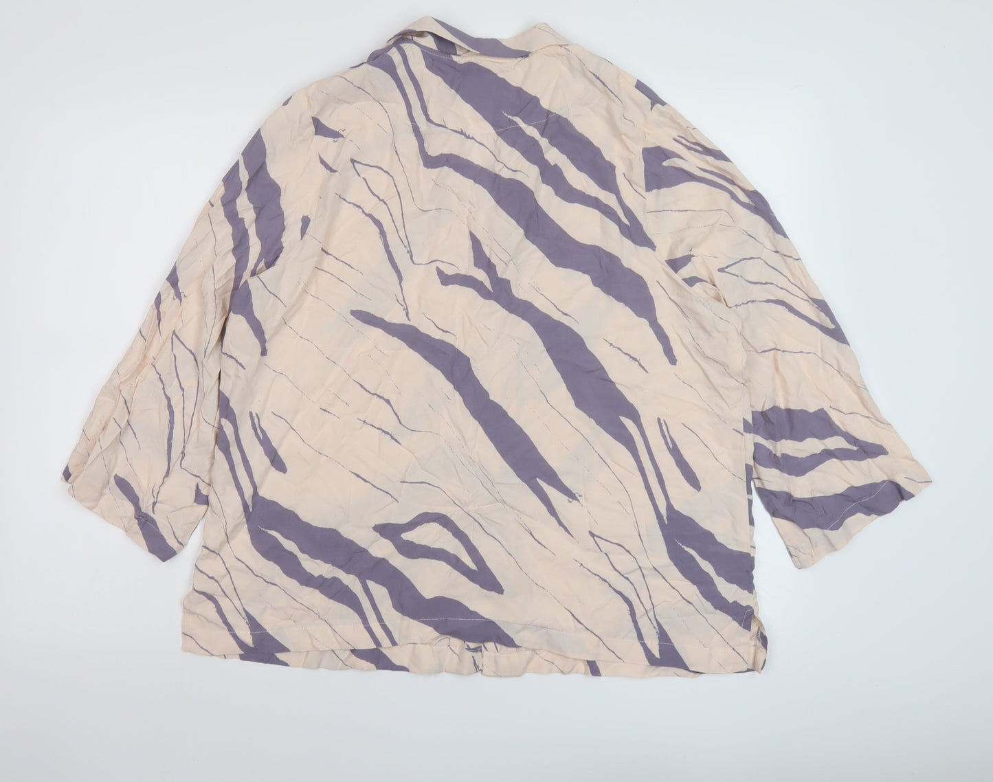 NEXT Womens Pink Geometric Viscose Basic Blouse Size 16 V-Neck