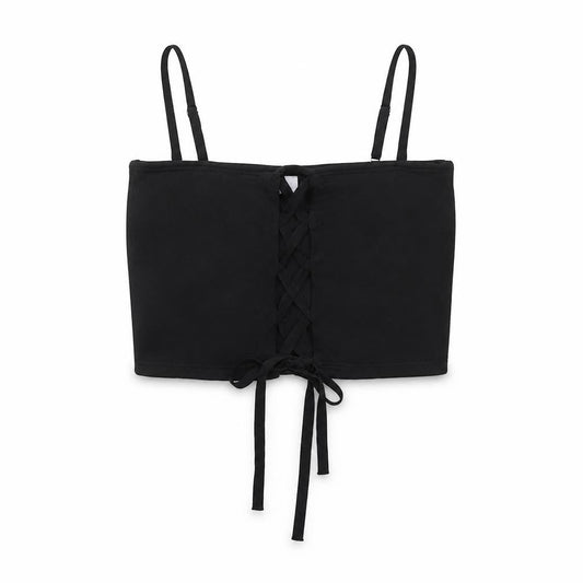 Bershka Womens Black Polyamide Cropped Tank Size M Square Neck