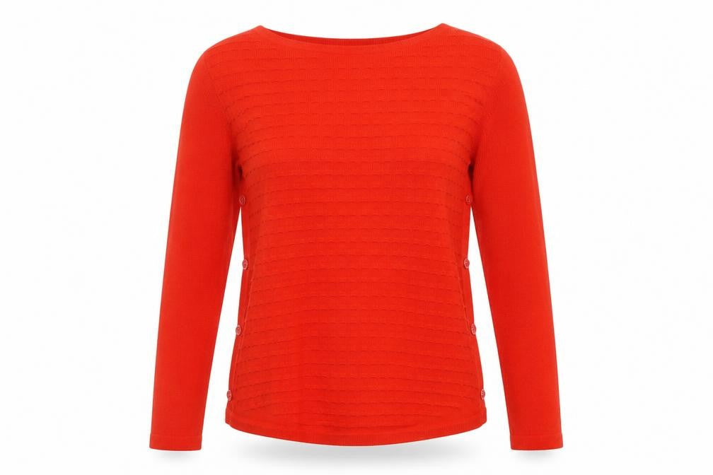M&Co Womens Red Round Neck Acrylic Pullover Jumper Size 12