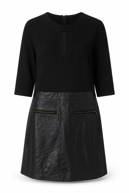 River Island Womens Black Viscose Mini Size 8 Round Neck Zip