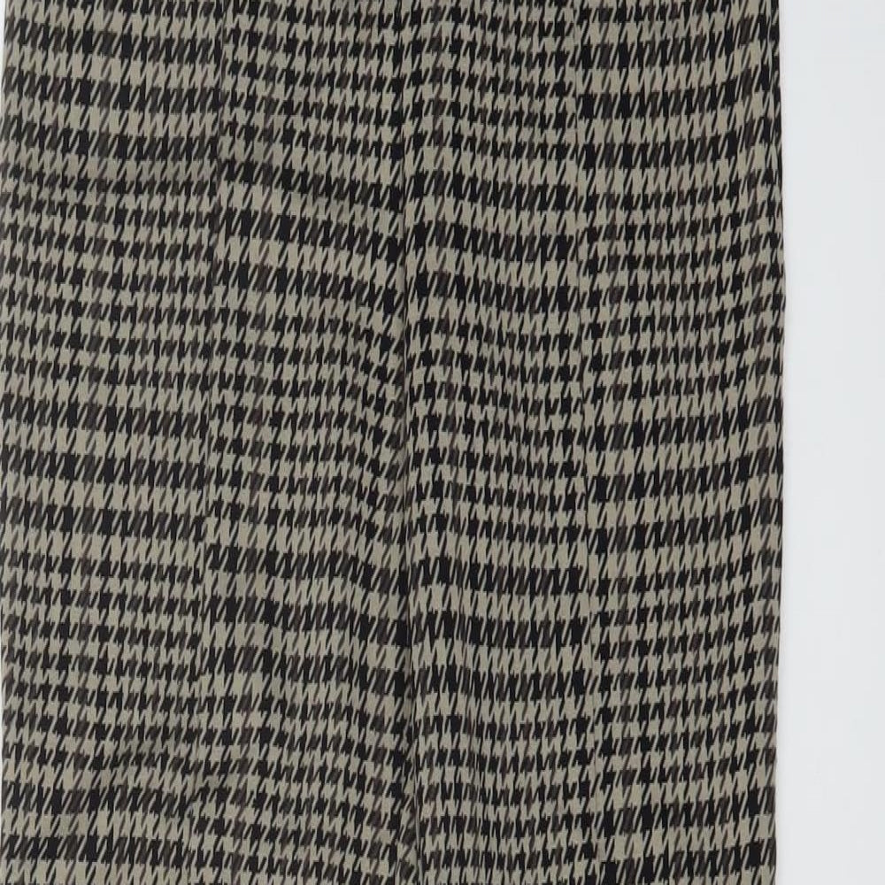 H&M Womens Brown Geometric Polyester Trousers Size S L29 in Regular
