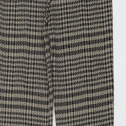 H&M Womens Brown Geometric Polyester Trousers Size S L29 in Regular