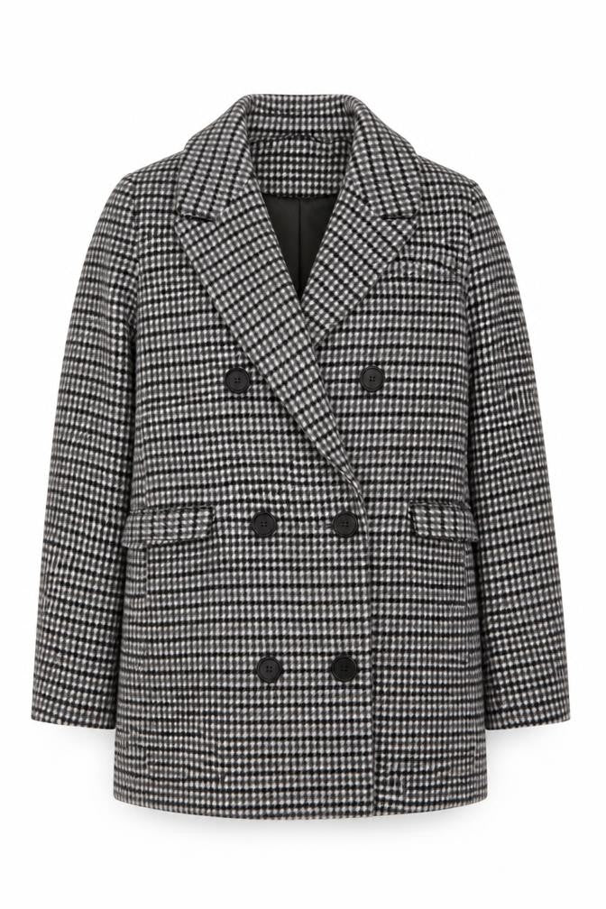 Grey Goose Womens Grey Check Overcoat Coat Size 12 Button