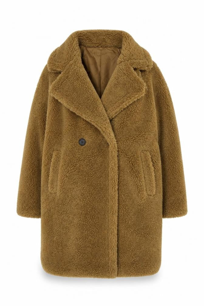 Boohoo Womens Brown Overcoat Coat Size 6 Button