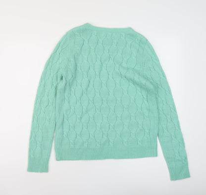 Forever 21 Womens Green Crew Neck Acrylic Pullover Jumper Size L