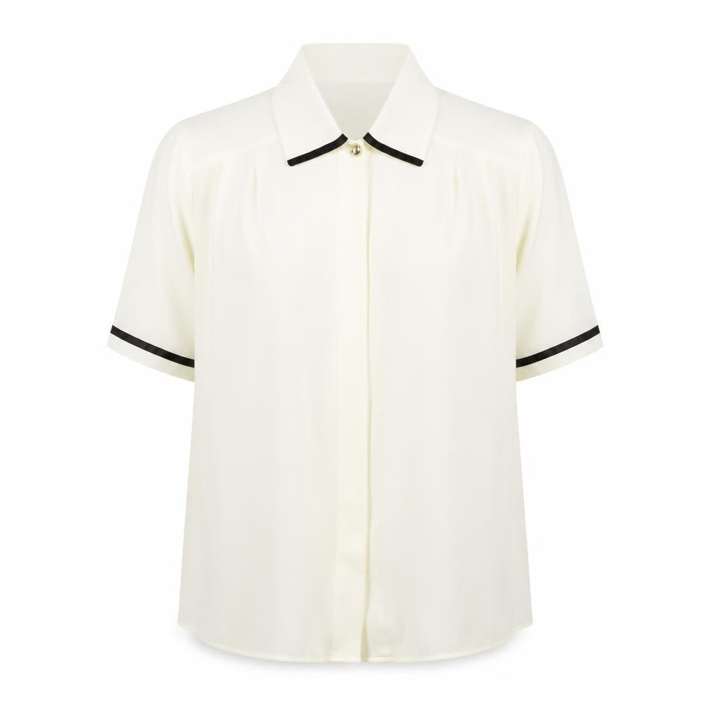 St Michael Womens Ivory Polyester Basic Blouse Size 10 Collared