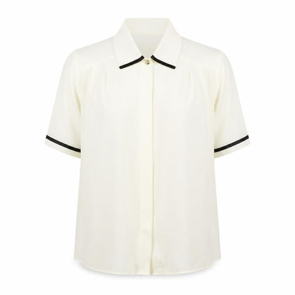 St Michael Womens Ivory Polyester Basic Blouse Size 10 Collared