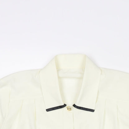 St Michael Womens Ivory Polyester Basic Blouse Size 10 Collared