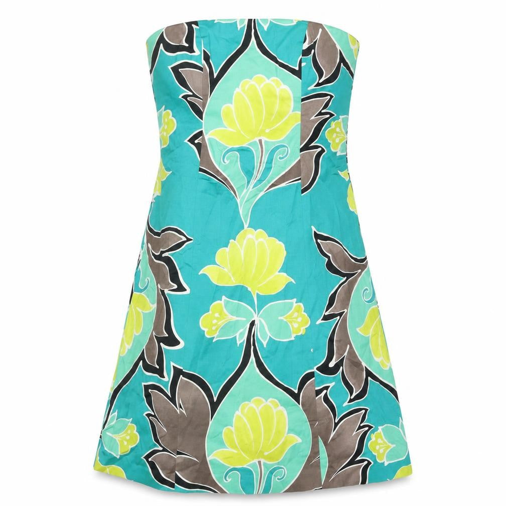 Coast Womens Multicoloured Geometric Cotton A-Line Size 12 Square Neck Zip - Floral Print