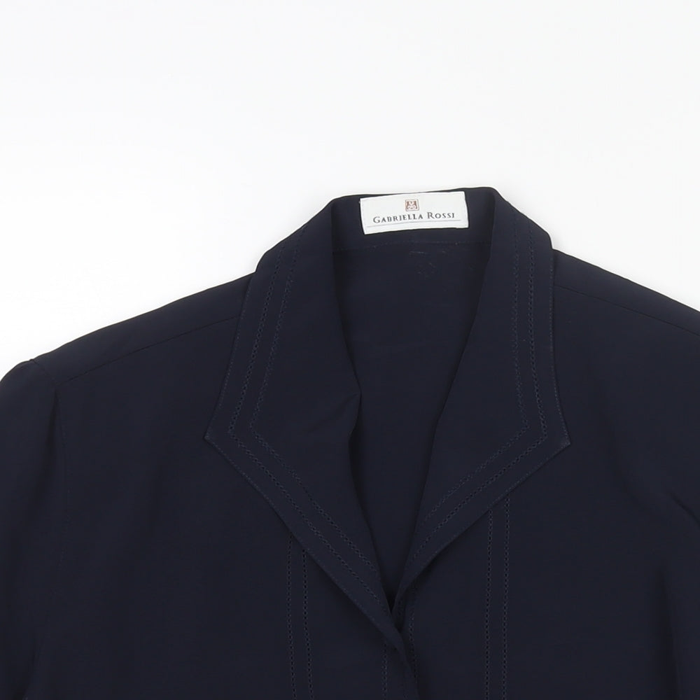 Gabriella Rossi Womens Blue Polyester Basic Blouse Size 10 Collared