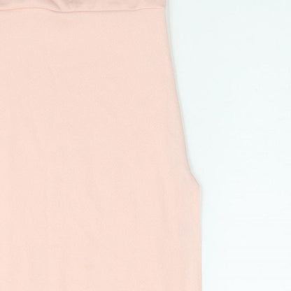 PRETTYLITTLETHING Womens Pink Polyester Mini Size 4 Square Neck Pullover - Side Slit