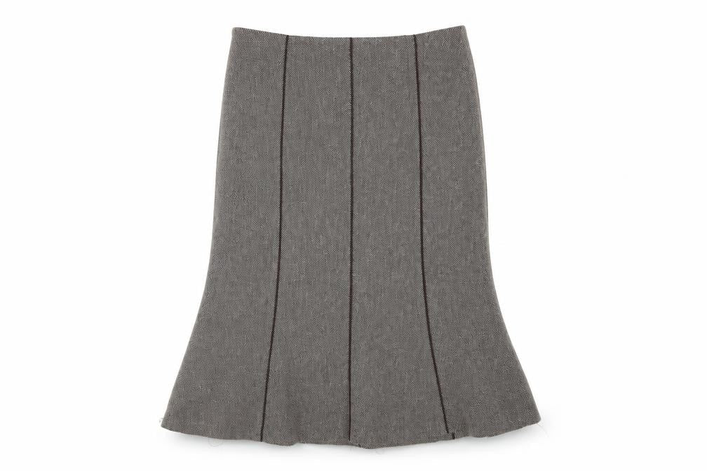 CC Womens Brown Polyester Trumpet Skirt Size 12 Zip - Piping Detail