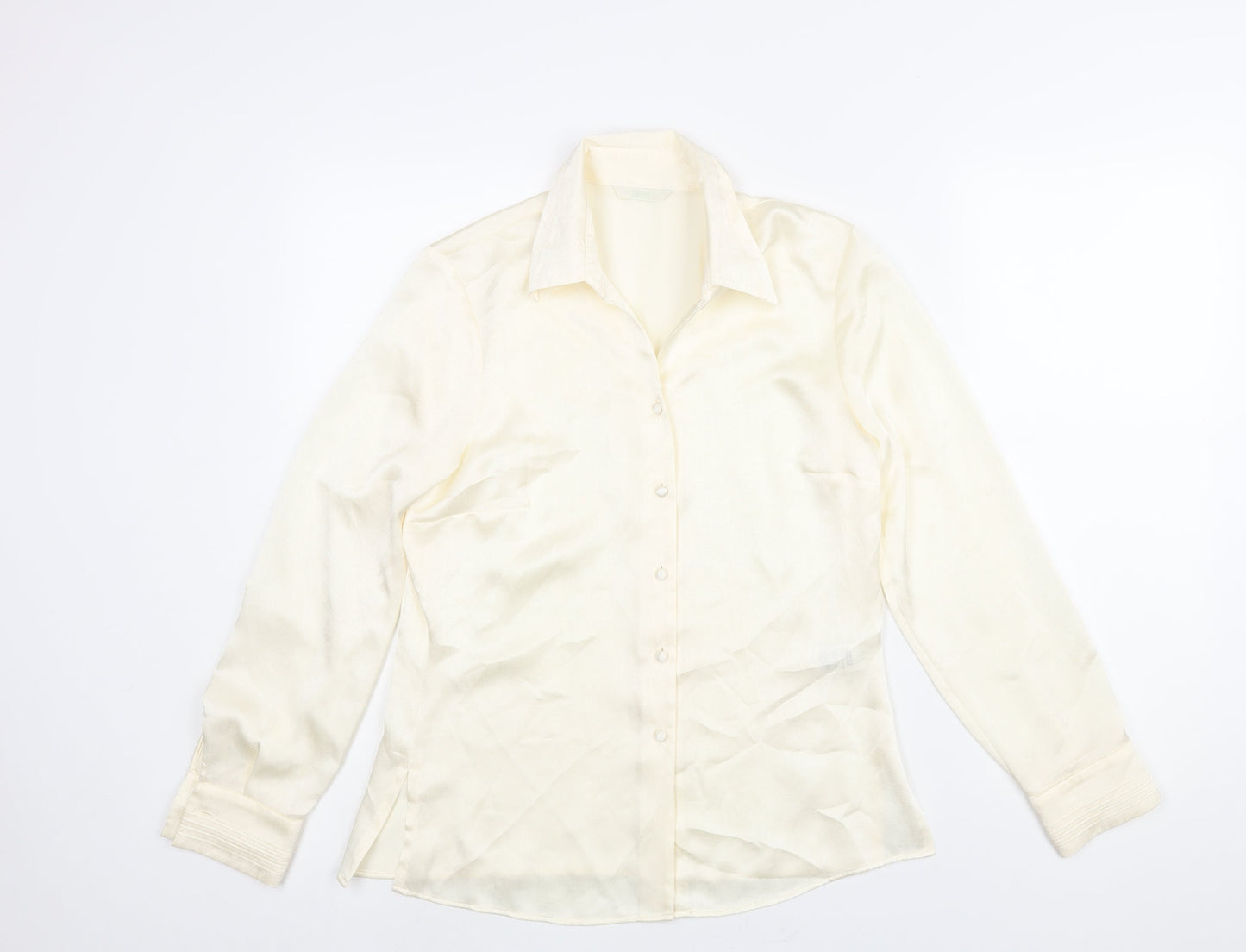 Marks and Spencer Womens Ivory Polyester Basic Blouse Size 10 Collared