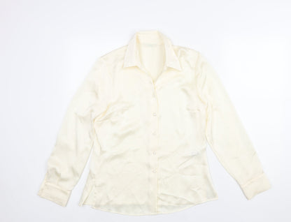 Preloved Marks and Spencer Womens Ivory Polyester Basic Blouse Size 10 Collared - Front