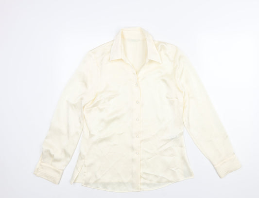 Marks and Spencer Womens Ivory Polyester Basic Blouse Size 10 Collared