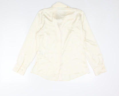 Preloved Marks and Spencer Womens Ivory Polyester Basic Blouse Size 10 Collared - Back