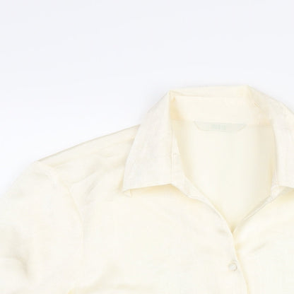 Preloved Marks and Spencer Womens Ivory Polyester Basic Blouse Size 10 Collared - Detail