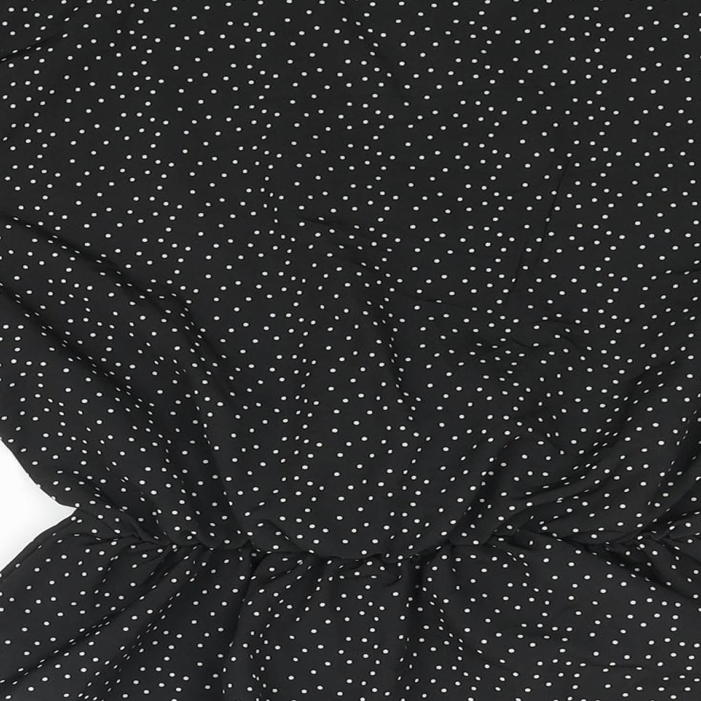 Boohoo Womens Black Polka Dot Polyester Basic Blouse Size 10 V-Neck - Peplum