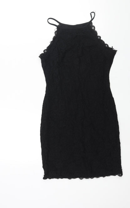 New Look Womens Black Nylon Mini Size 10 Round Neck Pullover