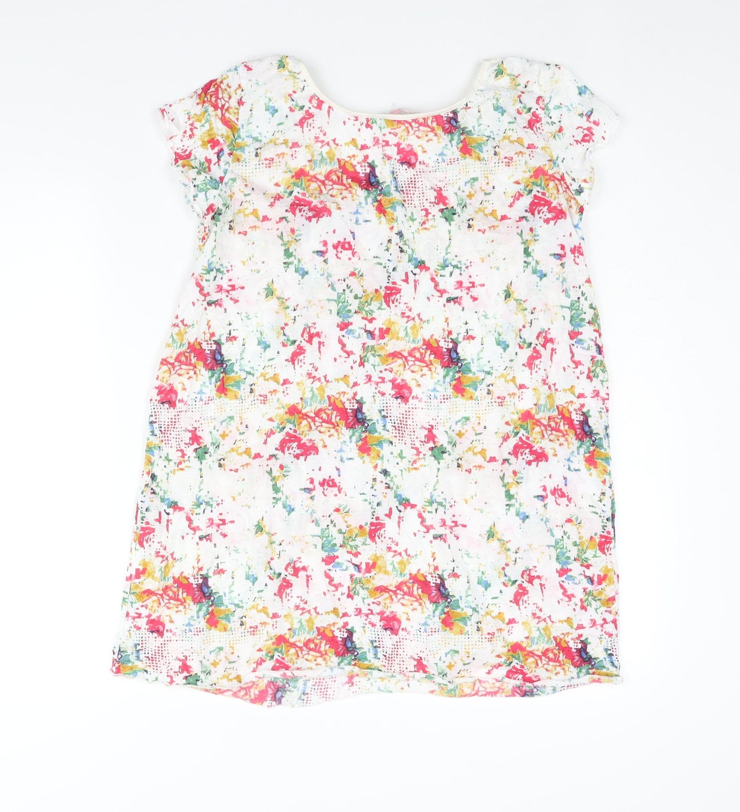 Per Una Womens Multicoloured Geometric Polyester Basic Blouse Size 10 Scoop Neck - Lace Detail