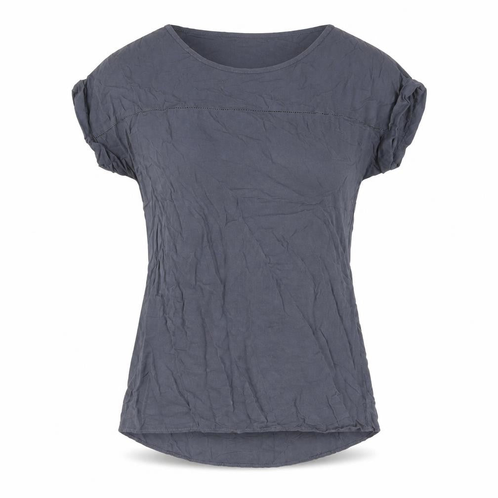 VERO MODA Womens Grey Viscose Basic Blouse Size S Round Neck