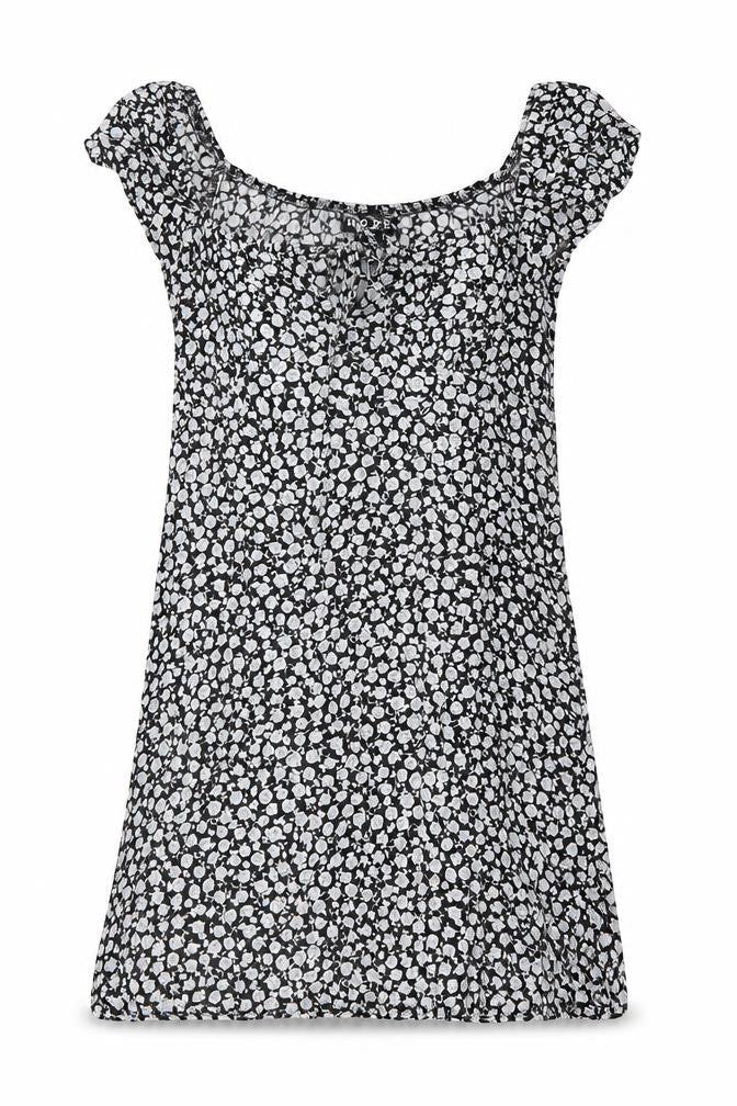 Motel Rocks Womens Black Floral Viscose Mini Size S Scoop Neck Tie