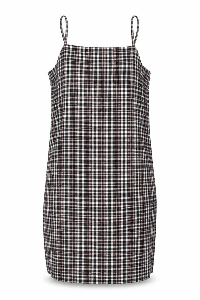New Look Girls Black Check Polyester Shift Size 10-11 Years Square Neck Pullover