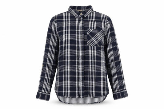 Marks and Spencer Womens Blue Check Cotton Basic Button-Up Size 8 Collared