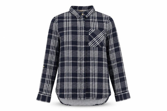 Marks and Spencer Womens Blue Check Cotton Basic Button-Up Size 8 Collared