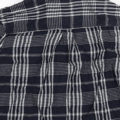 Marks & Spencer Womens Blue Check Cotton Basic Button-Up Size 8 Collared