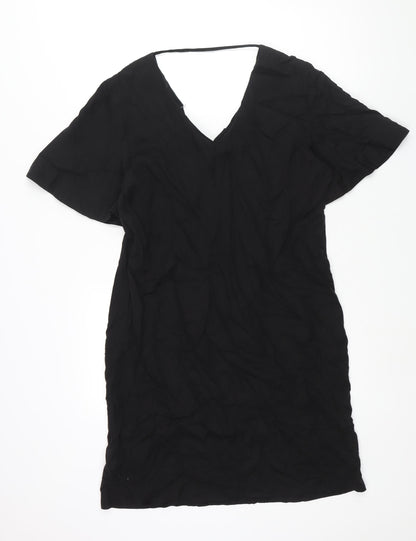 Back view of b.young women’s black lyocell shift, size UK 10, v-neck pullover