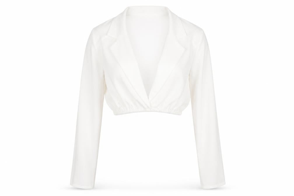 PRETTYLITTLETHING Womens White Polyester Cropped Blouse Size 6 Collared