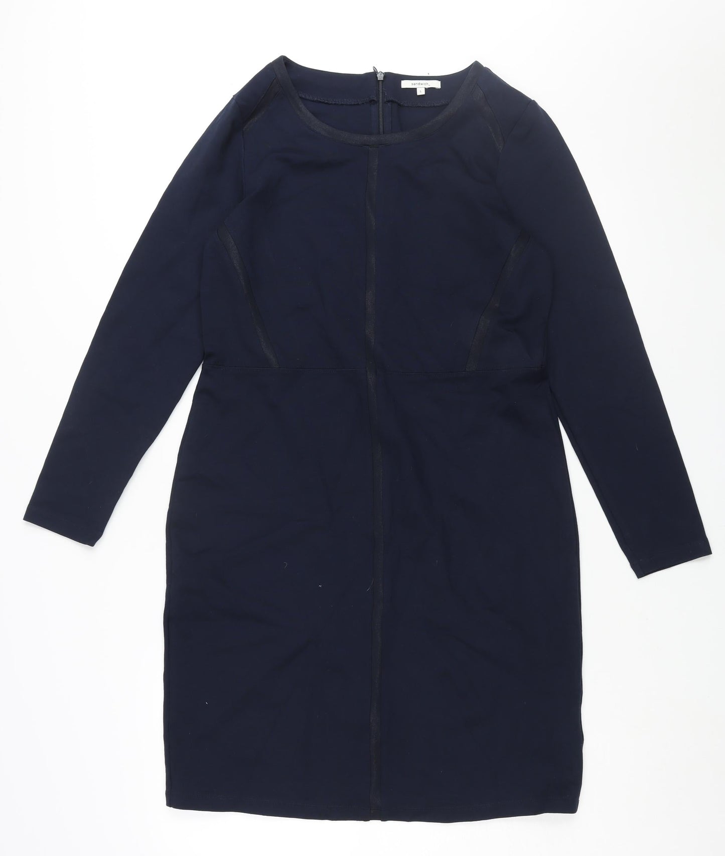 Sandwich Womens Blue Viscose Shift Size L Round Neck Zip