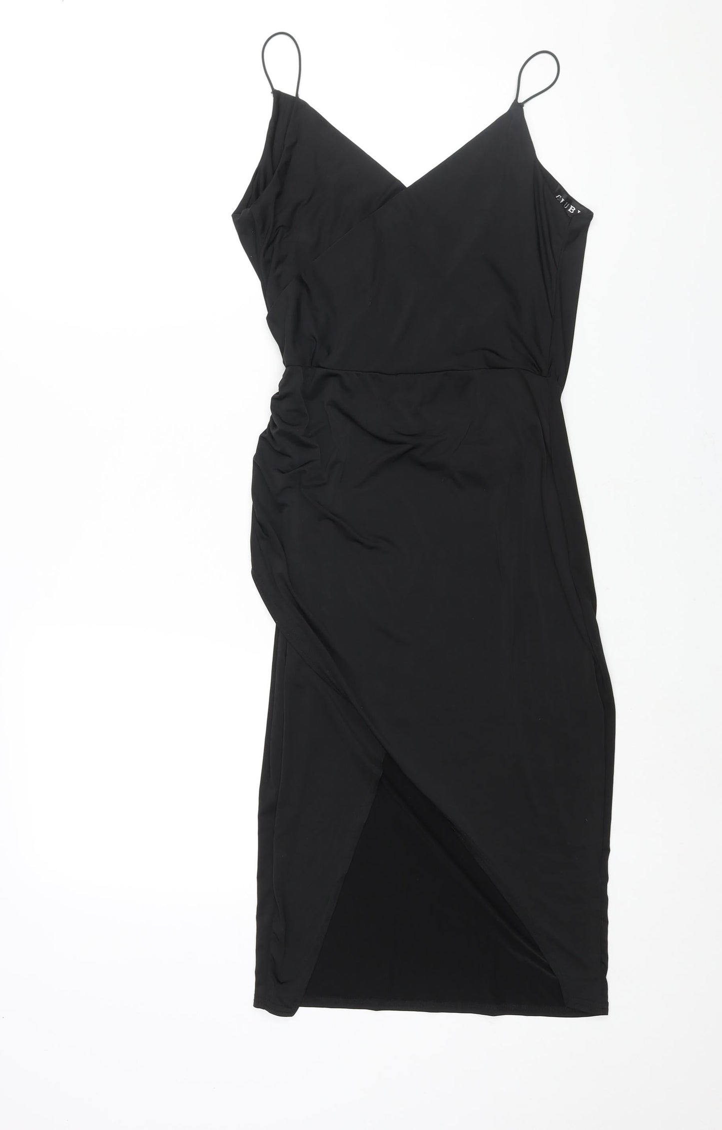 Club L Womens Black Polyester Wrap Dress Size 10 V-Neck Pullover - Cowl Back
