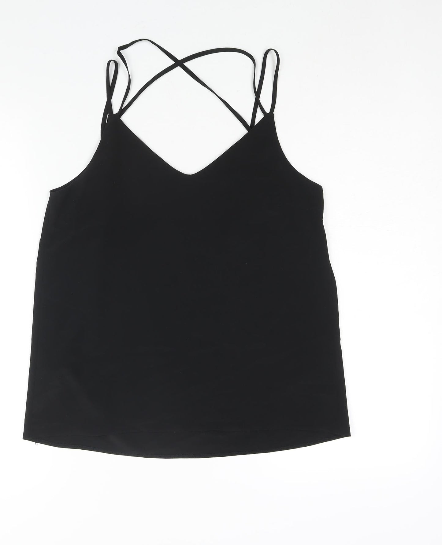 New Look Womens Black Polyester Camisole Blouse Size 10 V-Neck
