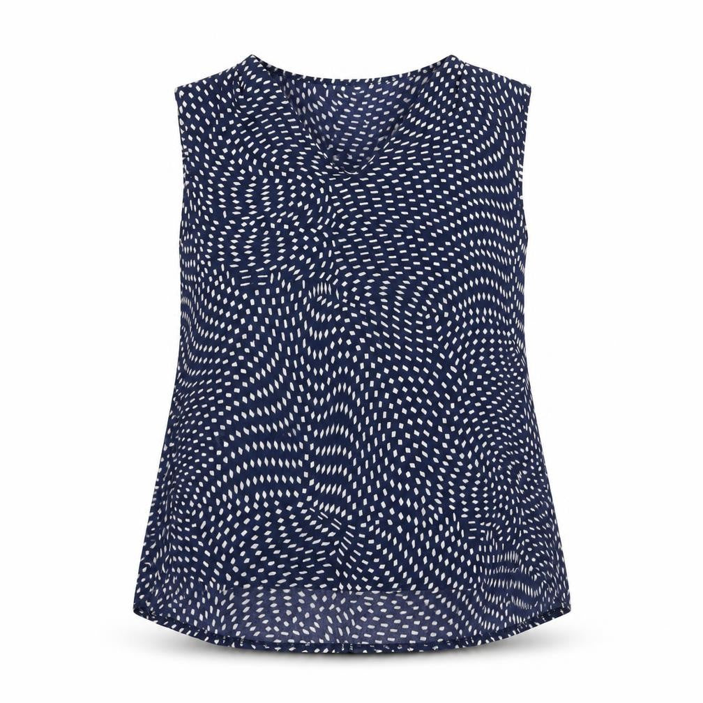 Saloos Womens Blue Geometric Polyester Camisole Blouse Size 20 V-Neck