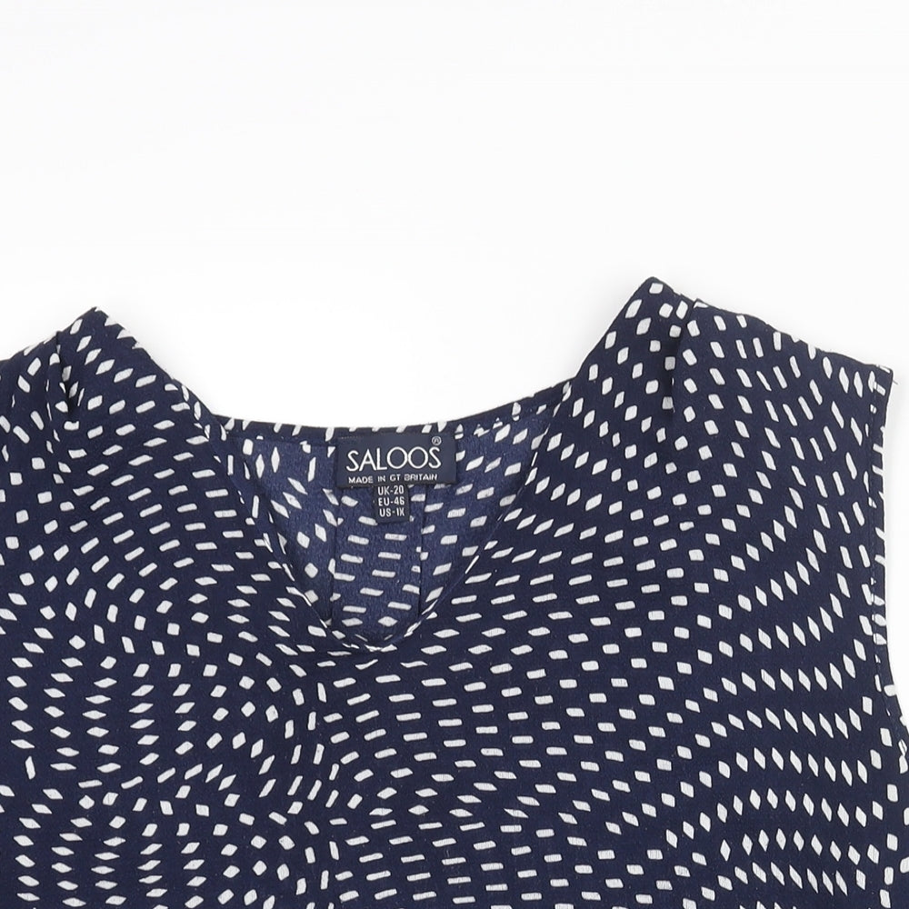 Saloos Womens Blue Geometric Polyester Camisole Blouse Size 20 V-Neck