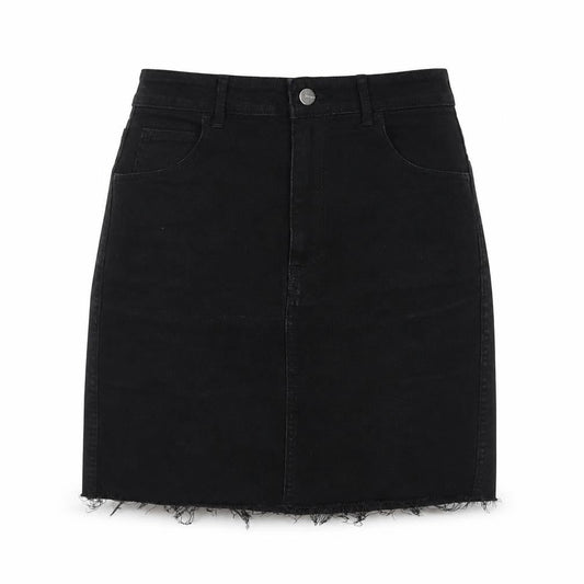 H&M Womens Black Cotton A-Line Skirt Size 8 Zip