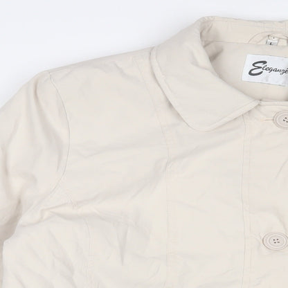 Elegance Womens Beige Jacket Size L Button