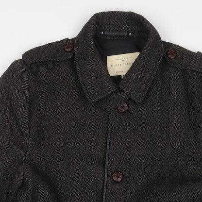River Island Womens Grey Military Jacket Jacket Size M Button