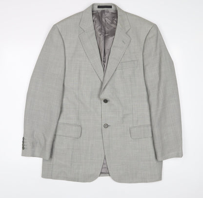 Marks & Spencer Mens Grey Wool Jacket Suit Jacket Size 40 Regular - Inside Pockets