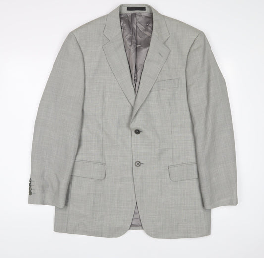Marks and Spencer Mens Grey Wool Jacket Suit Jacket Size 40 Regular - Inside Pockets